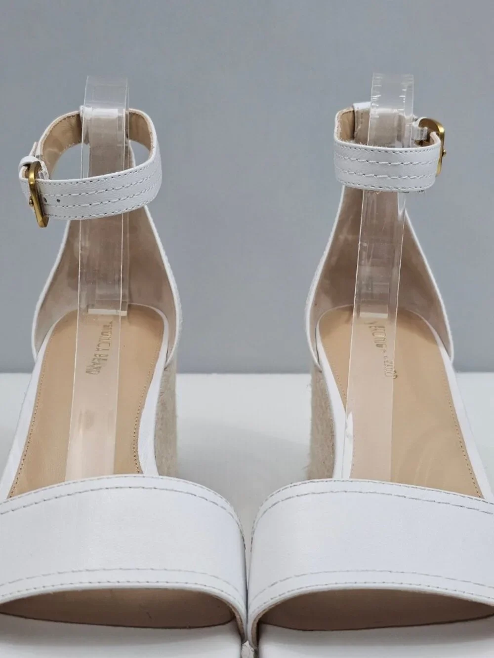 Veronica Beard Gianna Espadrille Wedge Sandal 10.5 White Leather Ankle Strap